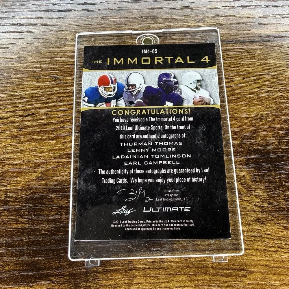 2019 Leaf Ultimate Immortal 4 Auto 1/4 LT Earl Campbell Thurman Thomas HOF